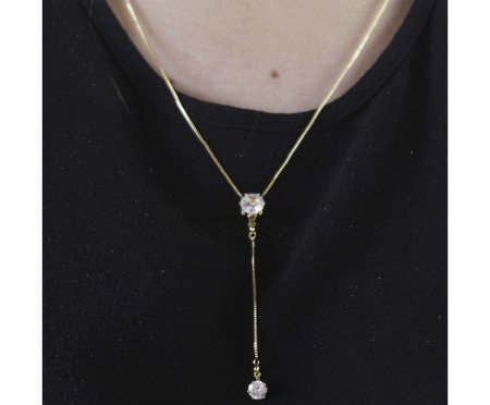 Colar Gravata com Ponto De Luz Banhado à Ouro 18K | Westwing