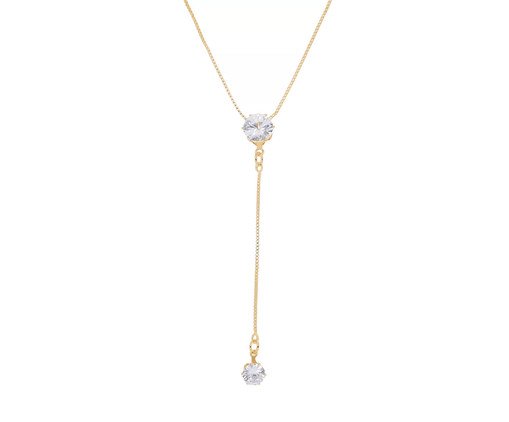Colar Gravata com Ponto De Luz Banhado à Ouro 18K, multicolor | WestwingNow
