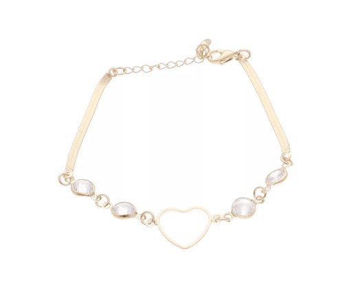 Pulseira Lacraia e Coração Ponto de Luz Incolor Banhado à Ouro 18K, multicolor | WestwingNow