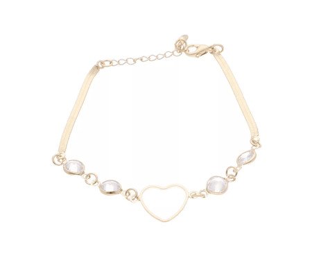 Pulseira Lacraia e Coração Ponto de Luz Incolor Banhado à Ouro 18K | Westwing