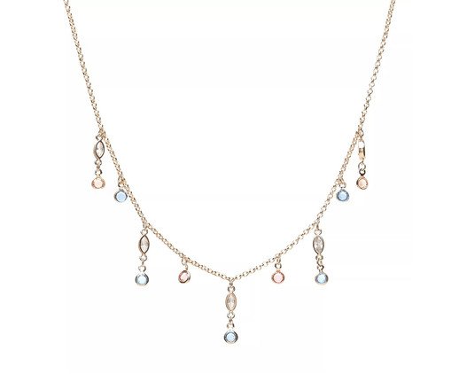 Colar Elo Português Coloridas Penduradas Banhado à Ouro 18K, multicolor | WestwingNow