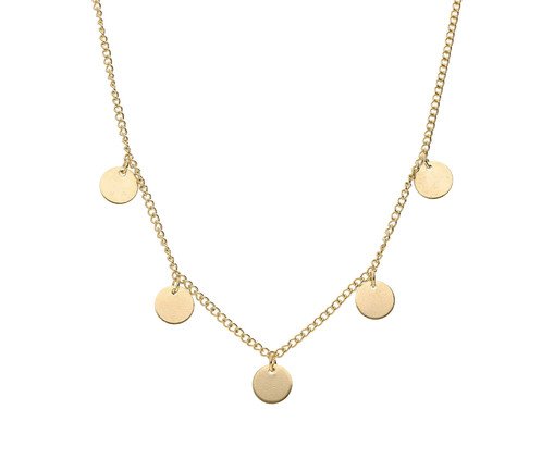 Colar Medalhas Penduradas Banhado a Ouro 18K, multicolor | WestwingNow