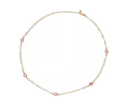 Colar Corrente Coração e Ponto Zirconia Rosa Banhado à Ouro 18K | Westwing