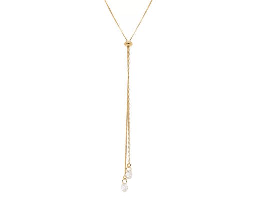Colar Gravatinha Com Ponto de Luz Incolor Banhado à Ouro 18K, multicolor | WestwingNow