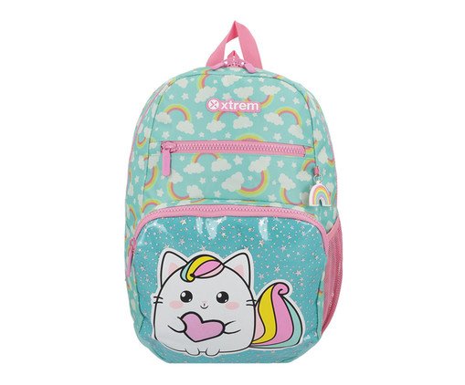 Mochila infantil Bolt Gato Verde Água - 30X45X14cm, green | WestwingNow