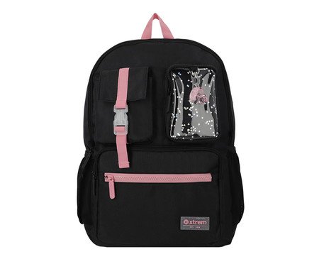 Mochila para Notebook 15 Cleveland Preto e Rosa - 31X43,5X15cm