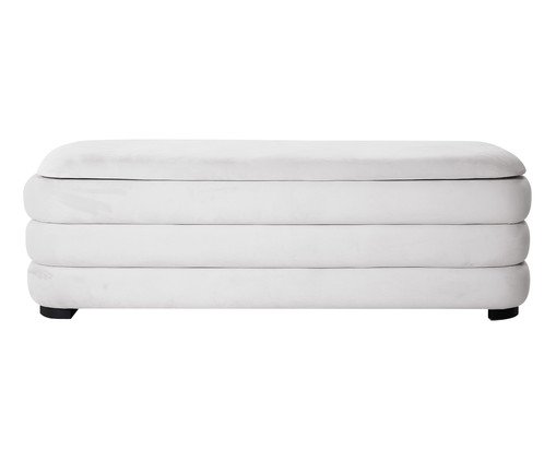 Puff Baú G em Veludo Valle Natural, Off White | WestwingNow