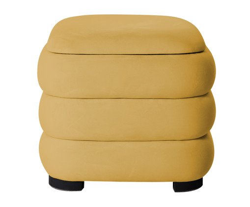 Puff Baú P em Veludo Valle Mostarda, yellow | WestwingNow