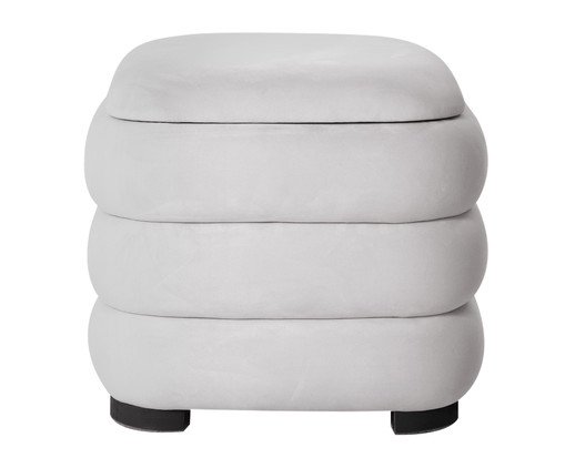 Puff Baú P em Veludo Valle Natural, Off White | WestwingNow