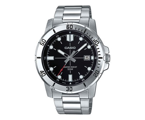 Relógio de Pulso Casio Collection Analógico II Prateado e Preto - 45X49cm, Prata ou Metálico | WestwingNow
