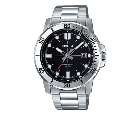 Relógio de Pulso Casio Collection Analógico II Prateado e Preto - 45X49cm