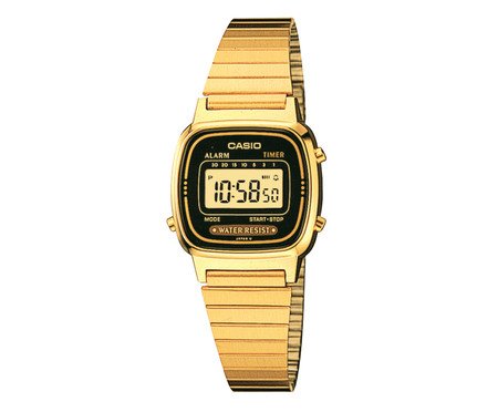 Relógio Digital Feminino Casio Dourado - 3,86X3,63X0,96cm