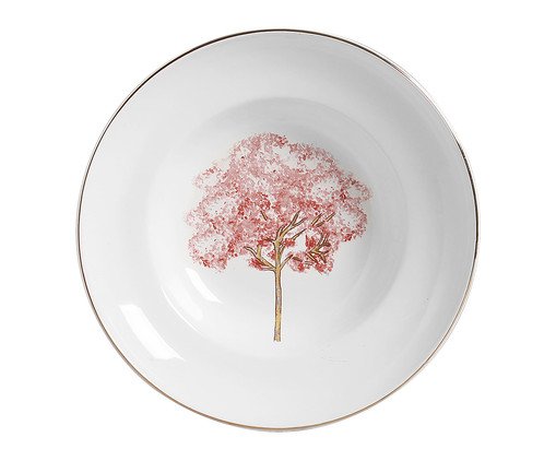 Tigela Grande Com Aba com Filete Ouro Ype Rosa, Colorido | WestwingNow