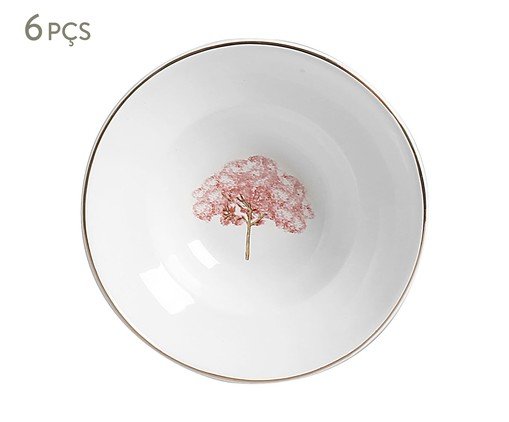 Jogo de Mini Bowl Com Aba com Filete Ouro Ype Rosa, Colorido | WestwingNow