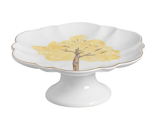Prato de Bolo com Pe com Filete Ouro Ype Amarelo, Colorido | WestwingNow