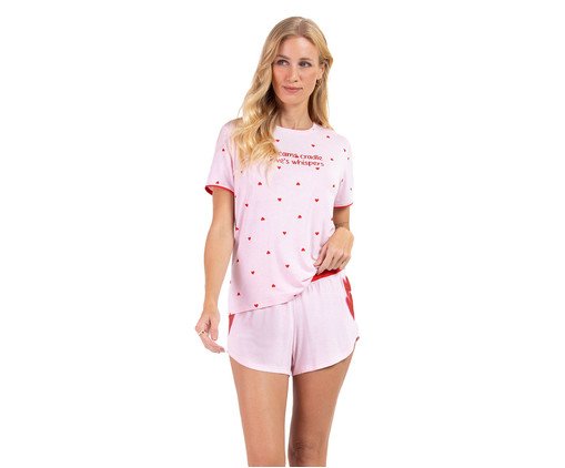 Pijama Manga Curta Corações Rosa, pink | WestwingNow