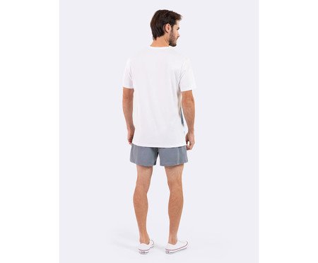 Pijama Manga Curta Masculino Cinza e Azul Branco | Westwing