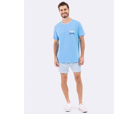 Pijama Manga Curta Masculino Better Beach Azul | Westwing