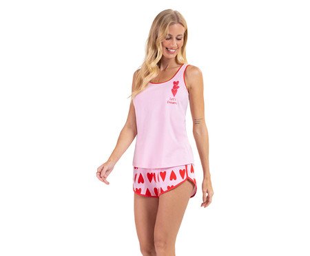 Pijama Regata Corações Rosa