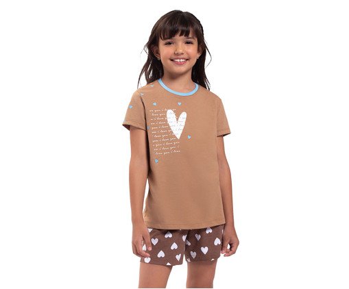 Pijama Manga Curta Infantil Loving Marrom, brown | WestwingNow