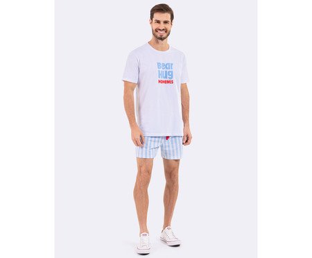 Pijama Manga Curta Masculino Bear Branco | Westwing