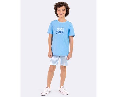 Pijama Manga Curta Masculino Infantil Better Beach Azul | Westwing