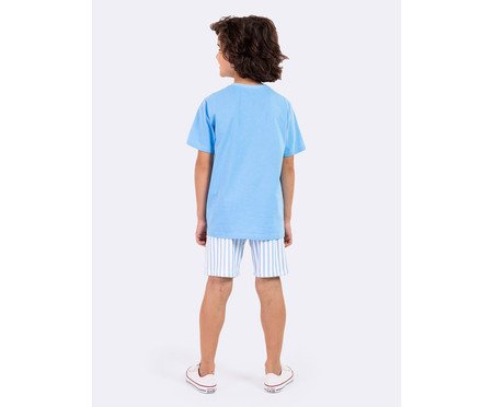 Pijama Manga Curta Masculino Infantil Better Beach Azul | Westwing