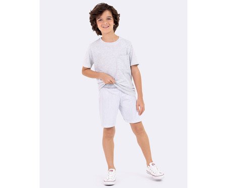 Pijama Manga Curta Masculino Infantil Cinza Mescla | Westwing