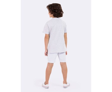 Pijama Manga Curta Masculino Infantil Cinza Mescla | Westwing