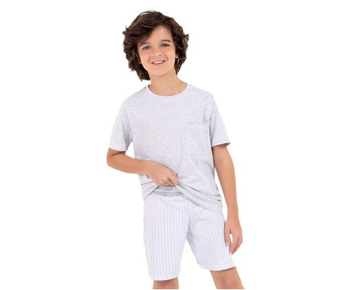 Pijama Manga Curta Masculino Infantil Cinza Mescla, white | WestwingNow