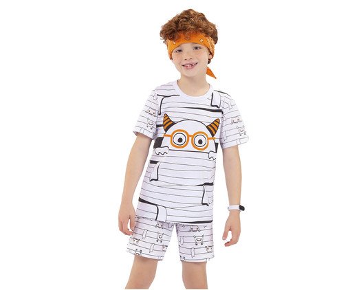 Pijama Manga Curta Infantil Monstro Branco, white | WestwingNow