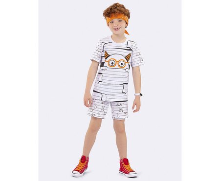 Pijama Manga Curta Infantil Monstro Branco | Westwing