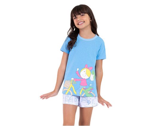 Pijama Manga Curta Infantil Turma da Bia Bike Azul, blue | WestwingNow