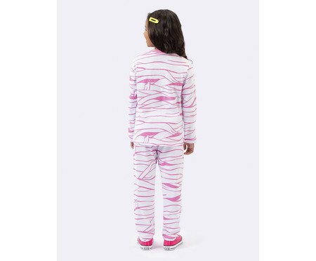 Pijama Manga Longa Infantil Feminino Múmia Brilha no Escuro Branco | Westwing