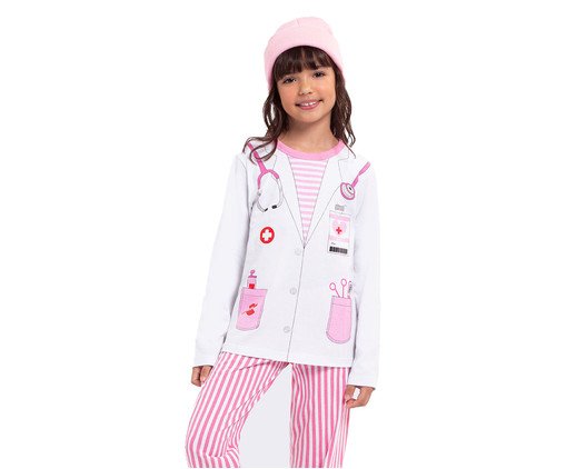 Pijama Manga Longa Infantil Feminino Mini Doctor Branco, white | WestwingNow