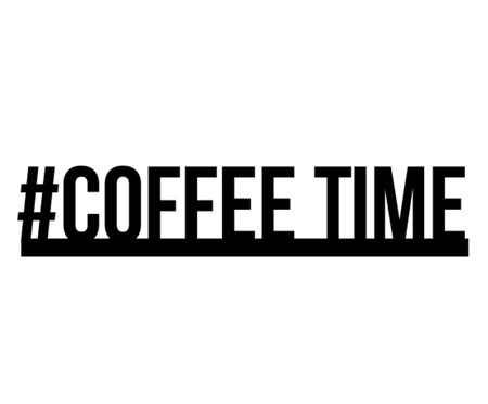 Placa de Madeira #Coffee Time - Preta