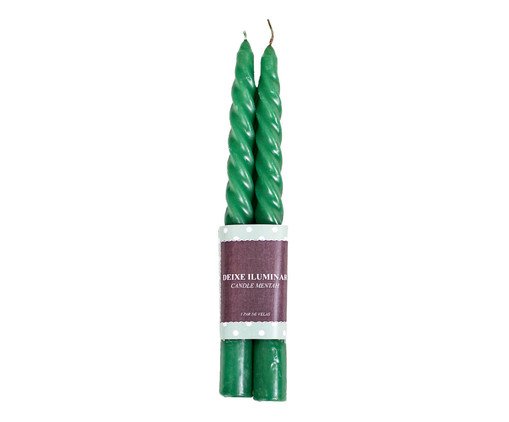 Jogo de Velas Espiral Verde Escuro, multicolor | WestwingNow