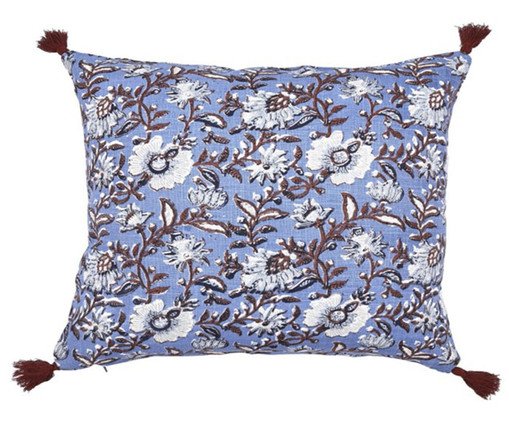 Capa de Almofada Floral Block Print Azul, Azul | WestwingNow