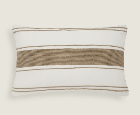Capa de Almofada Algodão com Juta Listrada Off-White | Westwing