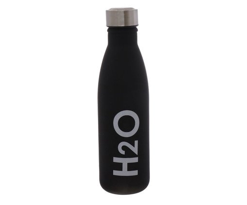 Garrafa de Vidro H2O Preto, Preto | WestwingNow