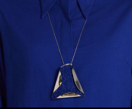 Colar Lourdes Banho De Ouro Azul