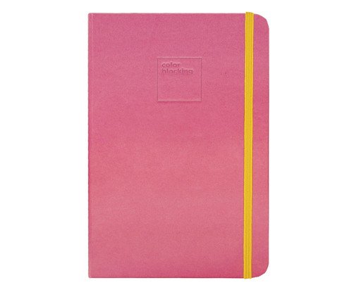 Caderneta Color Blocking Rosa e Amarelo Miolo Liso, Rosa | WestwingNow