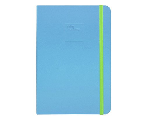 Caderneta Color Blocking Azul e Verde Miolo Liso, Azul | WestwingNow