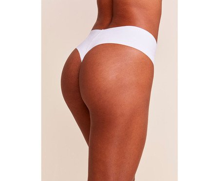Calcinha Fio Dental Laterais Largas em Microfibra Nude Branco - P | Westwing