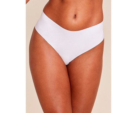 Calcinha Fio Dental Laterais Largas em Microfibra Nude Branco - P | Westwing