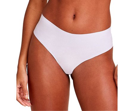 Calcinha Fio Dental Laterais Largas em Microfibra Nude Branco - P | Westwing