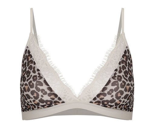 Sutiã Top Triângulo Em Tule - Estampa Oncinha Off White, multicolor | WestwingNow