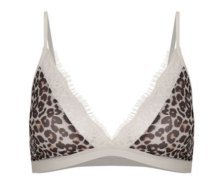 Sutiã Top Triângulo Em Tule - Estampa Oncinha Off White | Westwing