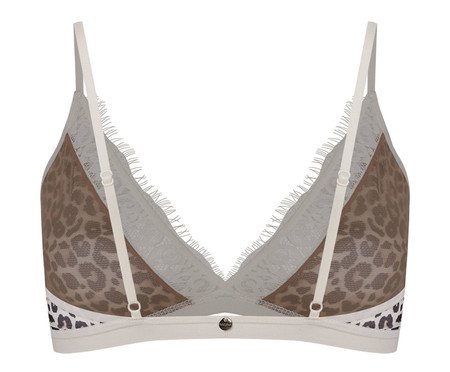 Sutiã Top Triângulo Em Tule - Estampa Oncinha Off White | Westwing