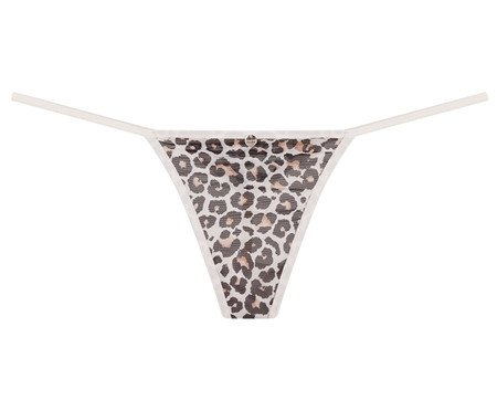 Calcinha String Fio Dental Em Tule - Estampa Oncinha Off White | Westwing